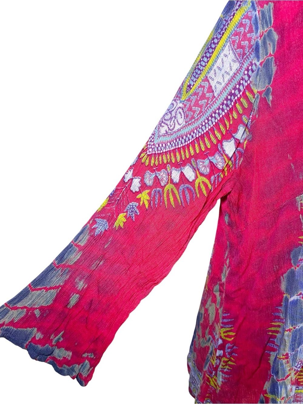 Greater Good | Pink & Purple Boho Print Crinkle Tunic Top - Picture 6 of 14